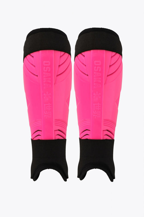Osaka Hockey Shinguard | Orchid Pink Osaka pro shinguard orchid pink with logo. Front view