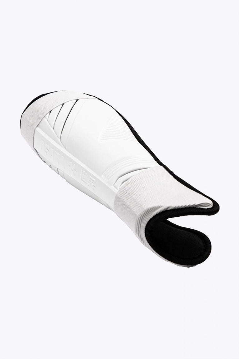 Osaka Shinguard white and black with logo. Side view