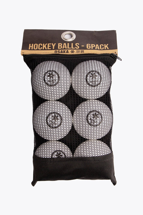 Osaka Field Hockey Balls - 6-PACK | White Osaka hockey balls 6 pack in packaging