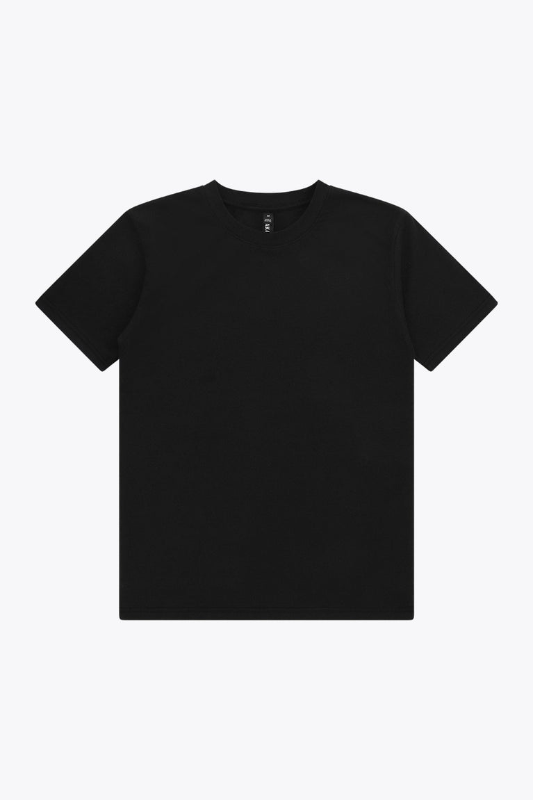 Osaka unisex basic tee in black. Front flatlay view
