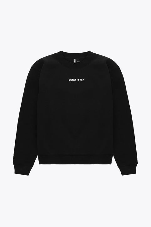 Osaka Unisex Sweater Signature | Black Osaka unisex sweater signature black with white logo. Front flatlay view