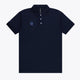 Osaka unisex basic polo in navy with navy logo. Front flatlay view