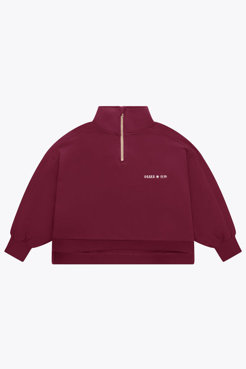Osaka Women Cropped Half Zip Sweater | Cherry Lacquer Osaka Women Cropped Half Zip Sweater | Cherry Lacquer