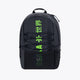 Osaka pro tour backpack compact in black with logo in green. Front view