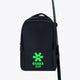 Osaka sports backpack in black with logo in green. Front view