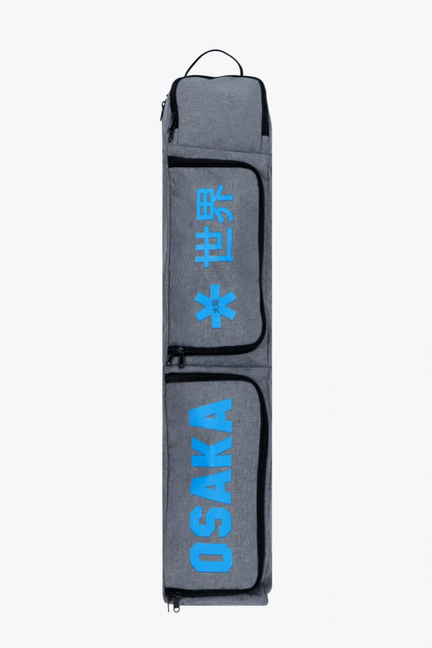 Osaka Sports Stickbag Medium | Light Grey Osaka sports stickbag medium in light grey with logo in blue. Front view