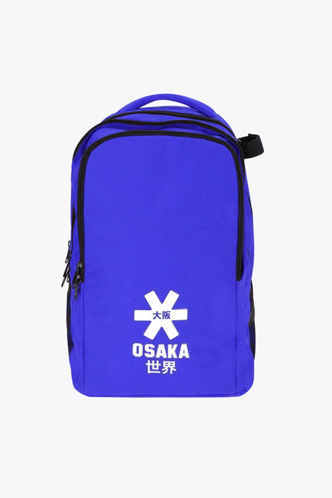 Osaka Sports Backpack | Blue Osaka sports backpack in blue with logo in white. Front view