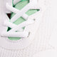 Osaka footwear Kai Mk1 in white with logo in white. Detail shoelace view