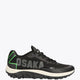 Osaka footwear Kai Mk1 in black with logo in grey. Side view