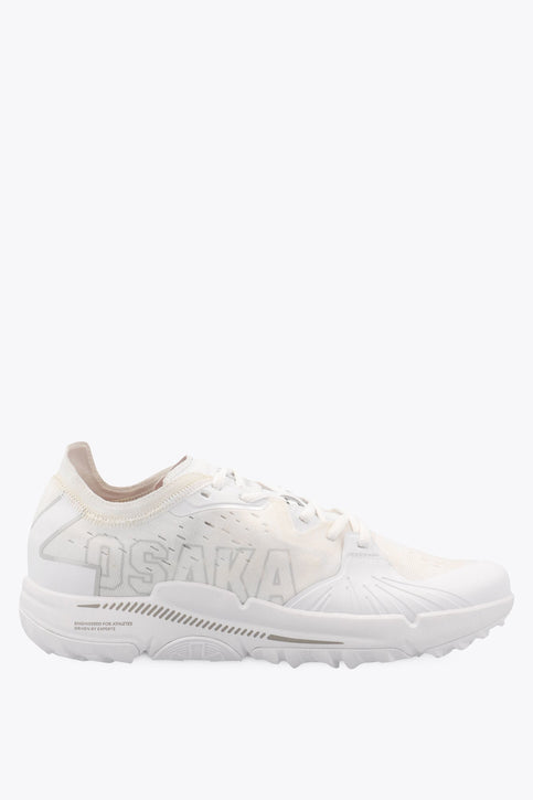 Osaka Footwear IDO Mk1 | Triple White Osaka footwear Ido Mk1 in white with logo in white. Side view
