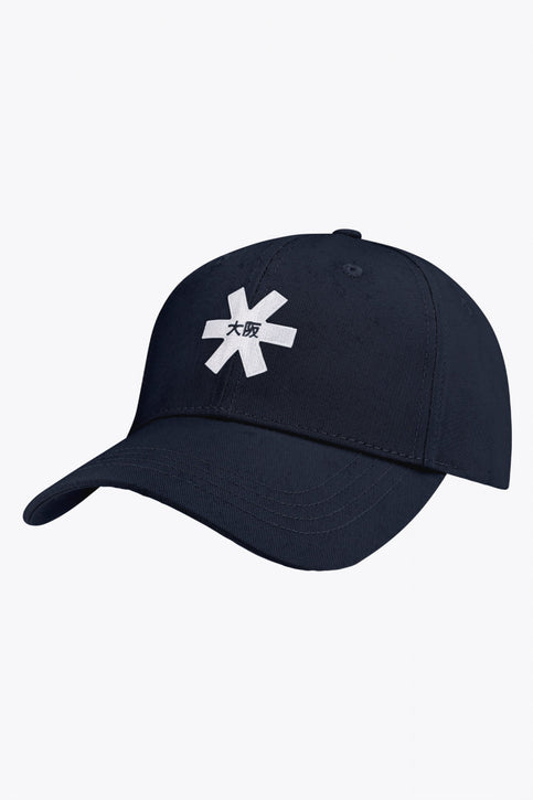 Osaka Baseball Cap Twill | French Navy Osaka baseball cap in navy with logo in white. Side view