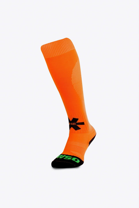 Osaka Field Hockey Socks | Orange Osaka Field Hockey Socks in orange with Osaka logo in green. Front view