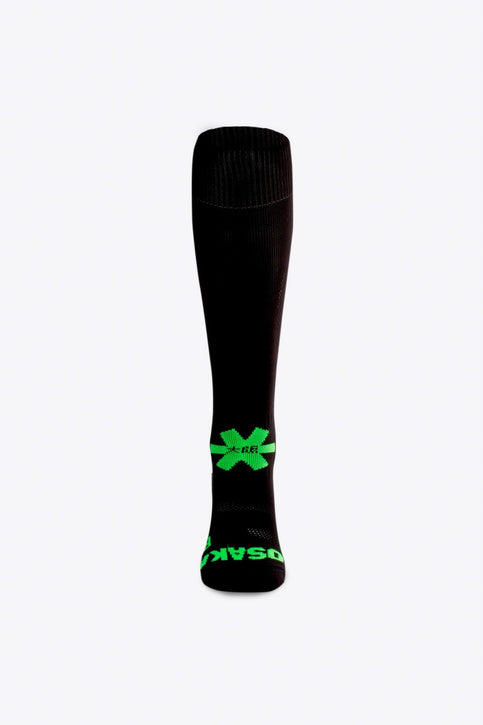 Osaka Field Hockey Socks | Black Osaka Field Hockey Socks black with Osaka logo in green. Front view