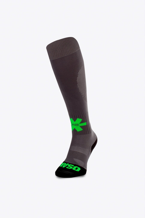 Osaka Field Hockey Socks | Grey Osaka Field Hockey Socks in grey with Osaka logo in green. Front view