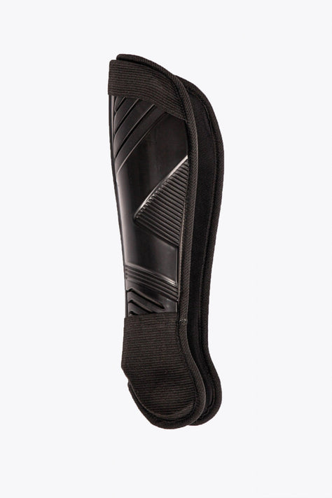 Osaka black shinguard with logo. Front view