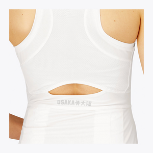 Osaka World Floucy Dress #White | Close up of models lower back wearing the dress