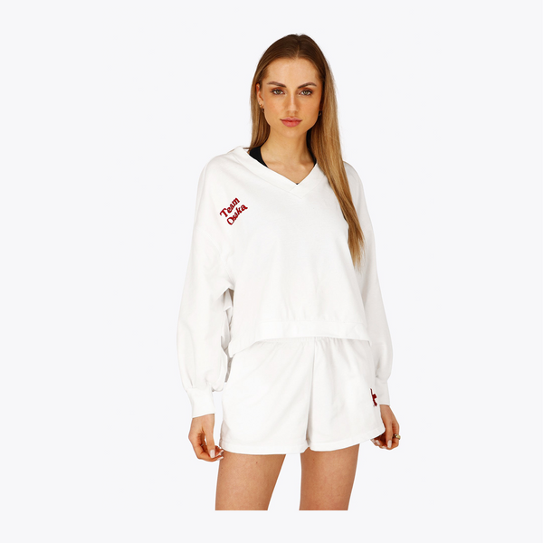 Women V Neck Cropped Sweater
