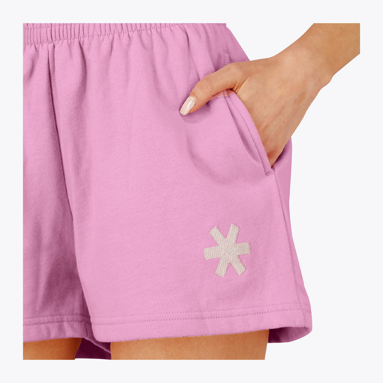 Osaka Women Shorts #BegoniaPink | front of short logo of model