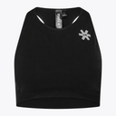 A black ribbed knit sports tank top with a scoop neck, featuring a small white geometric logo on the left chest and a visible 'OSMA' brand tag inside the collar, shown against a plain white background. #FadedBlack