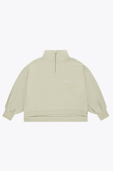 Osaka Women Cropped Half Zip Sweater | Warm Grey