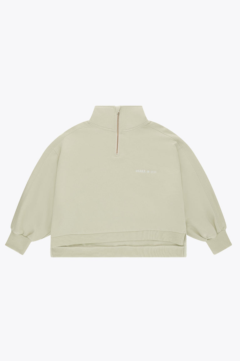 Osaka Women Cropped Half Zip Sweater | Warm Grey