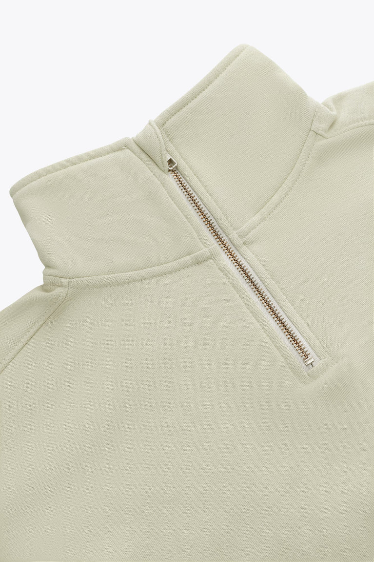 Osaka Women Cropped Half Zip Sweater | Warm Grey