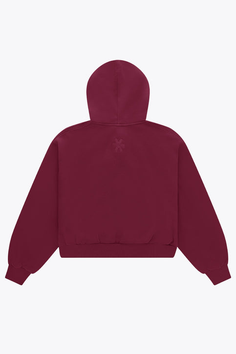Osaka Women Cropped Full Zip Hoodie | Cherry Lacquer