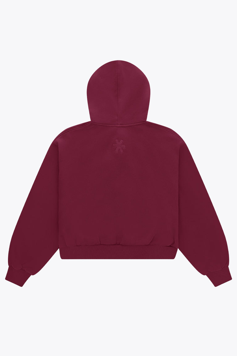Osaka Women Cropped Full Zip Hoodie | Cherry Lacquer