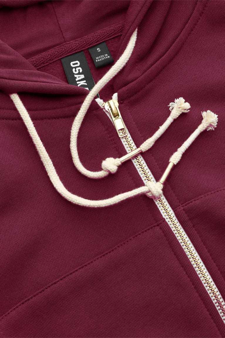 Osaka Women Cropped Full Zip Hoodie | Cherry Lacquer