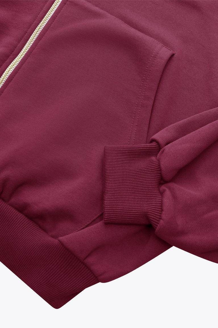 Osaka Women Cropped Full Zip Hoodie | Cherry Lacquer