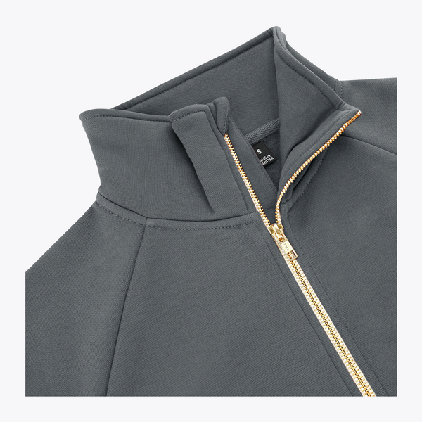 Osaka World Women Full Zip Sweater #DarkGreyMelange