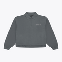 Women Polo Zip Sweater #DarkGreyMelange