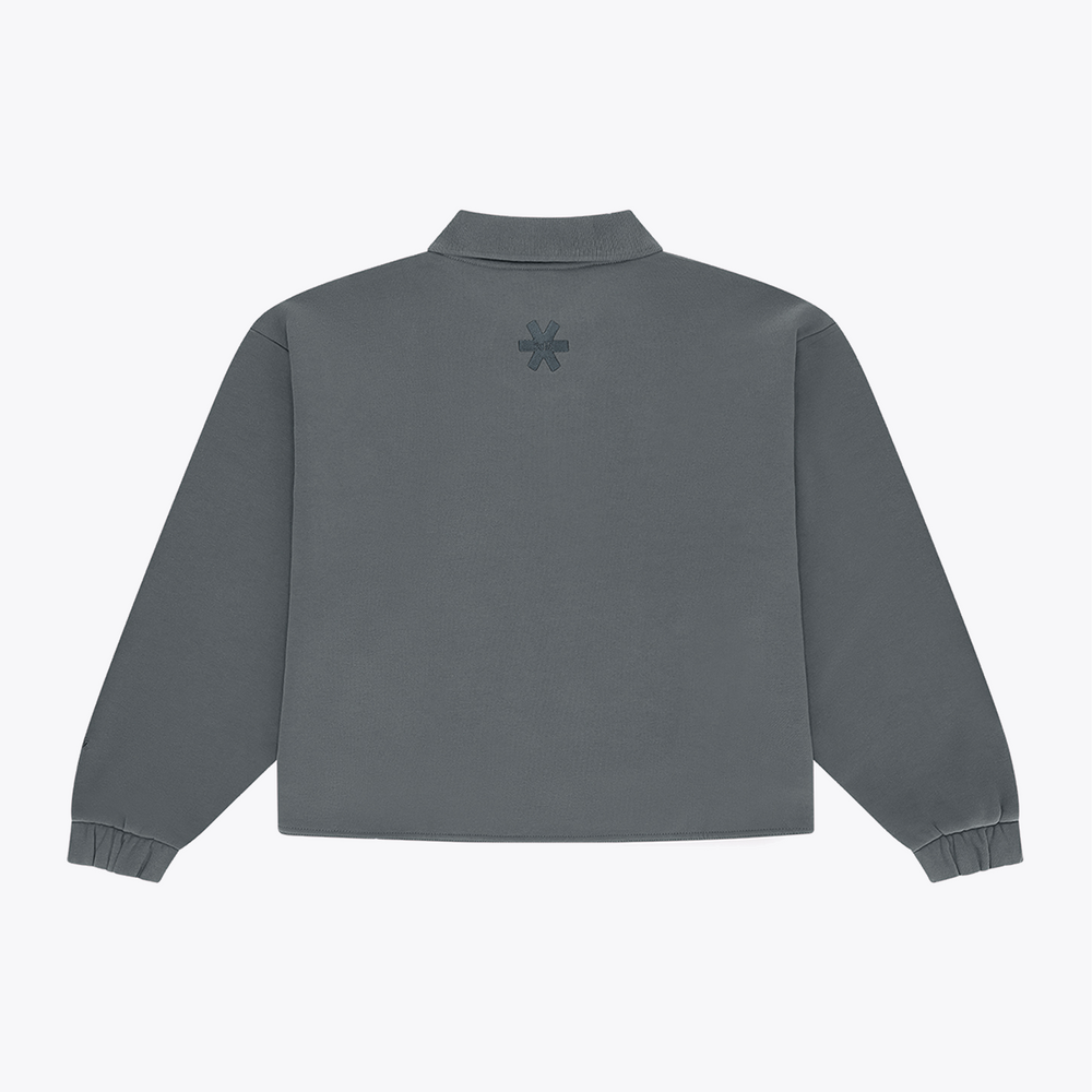 Women Polo Zip Sweater #DarkGreyMelange