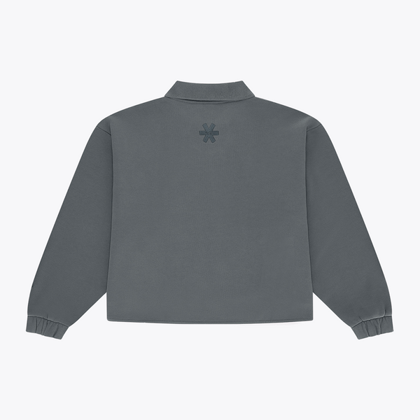 Women Polo Zip Sweater #DarkGreyMelange