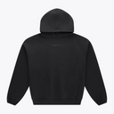Black unisex hoodie with pullover hood and kangaroo pocket, back view. #Black