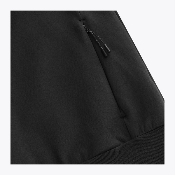 Black unisex hoodie sleeve and ribbed hem cuff with subtle stitching. #Black