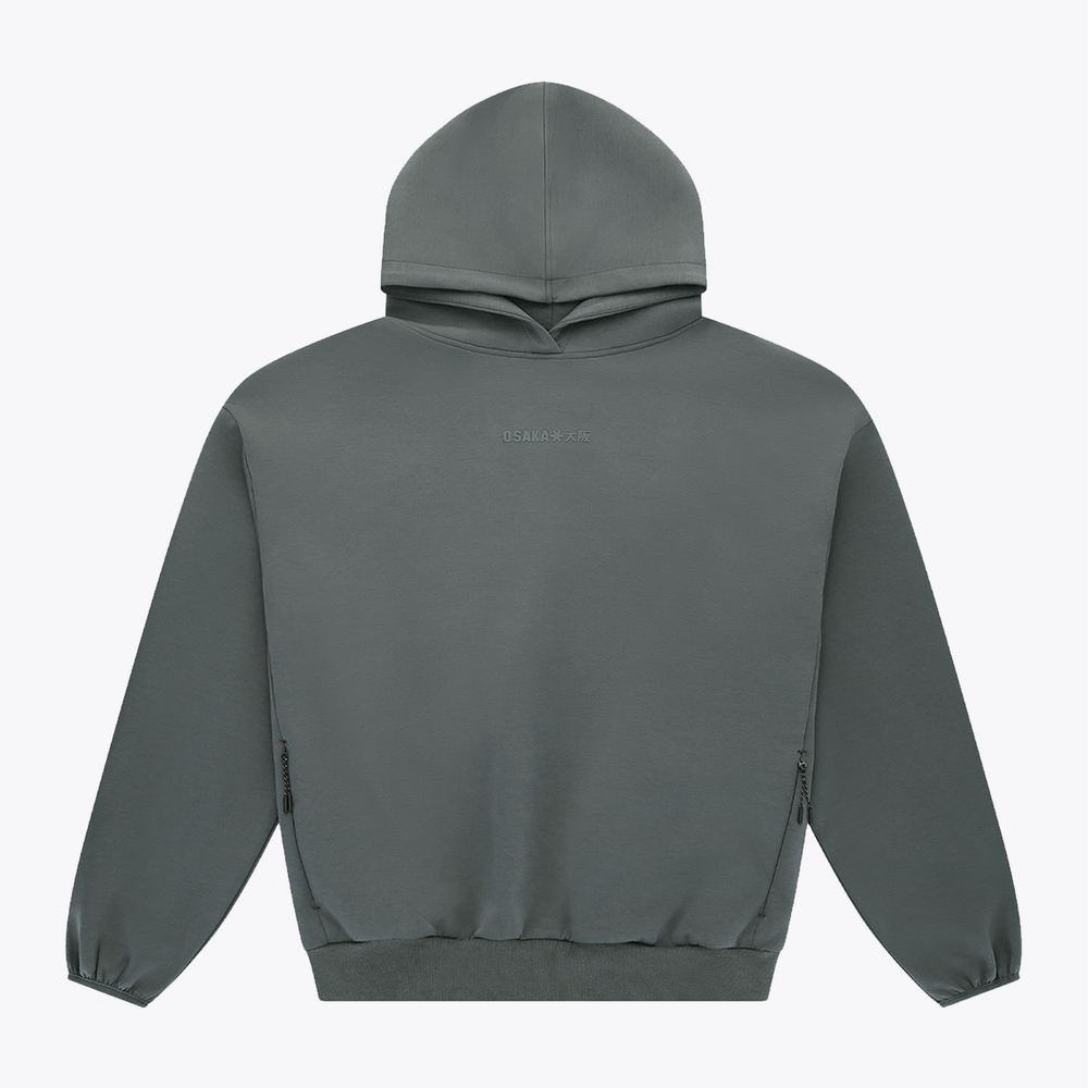 Dark grey melange unisex hoodie with kangaroo pocket, back view #DarkGreyMelange