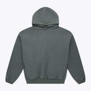 Dark grey melange unisex hoodie with kangaroo pocket, back view #DarkGreyMelange