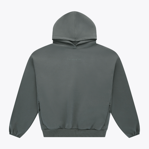 Dark grey melange unisex hoodie with kangaroo pocket, back view #DarkGreyMelange