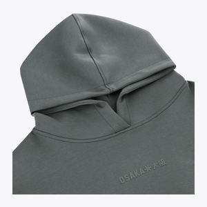 Dark grey melange unisex hoodie hood with drawstring and chest logo #DarkGreyMelange
