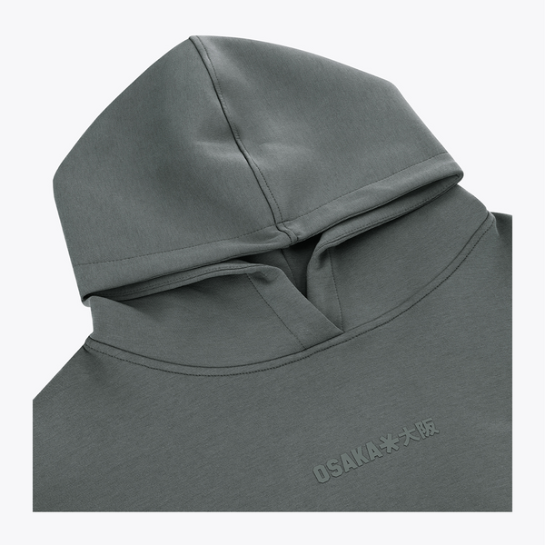 Dark grey melange unisex hoodie hood with drawstring and chest logo #DarkGreyMelange