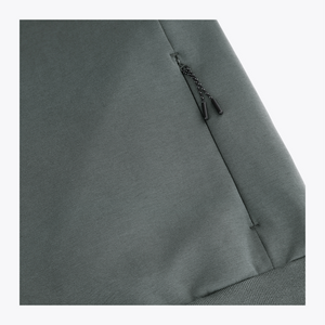 Dark grey melange unisex hoodie front with drawstring and kangaroo pocket seam #DarkGreyMelange