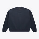 Navy unisex crewneck knit sweater with small chest logo and ribbed cuffs #Navy