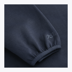 Navy knit sweater sleeve cuff with ribbed hem and seam detail #Navy