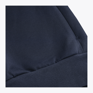 Navy knit sweater sleeve with small metal zipper accent and ribbed cuff #Navy