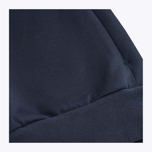 Navy knit sweater sleeve with small metal zipper accent and ribbed cuff #Navy