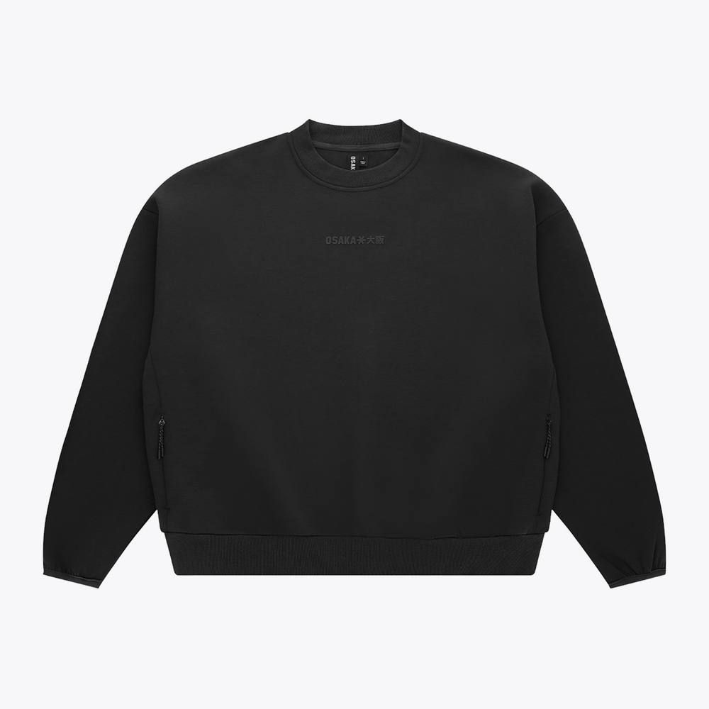 Black unisex crewneck sweater with small chest logo #Black