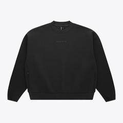 Black unisex crewneck sweater with small chest logo #Black