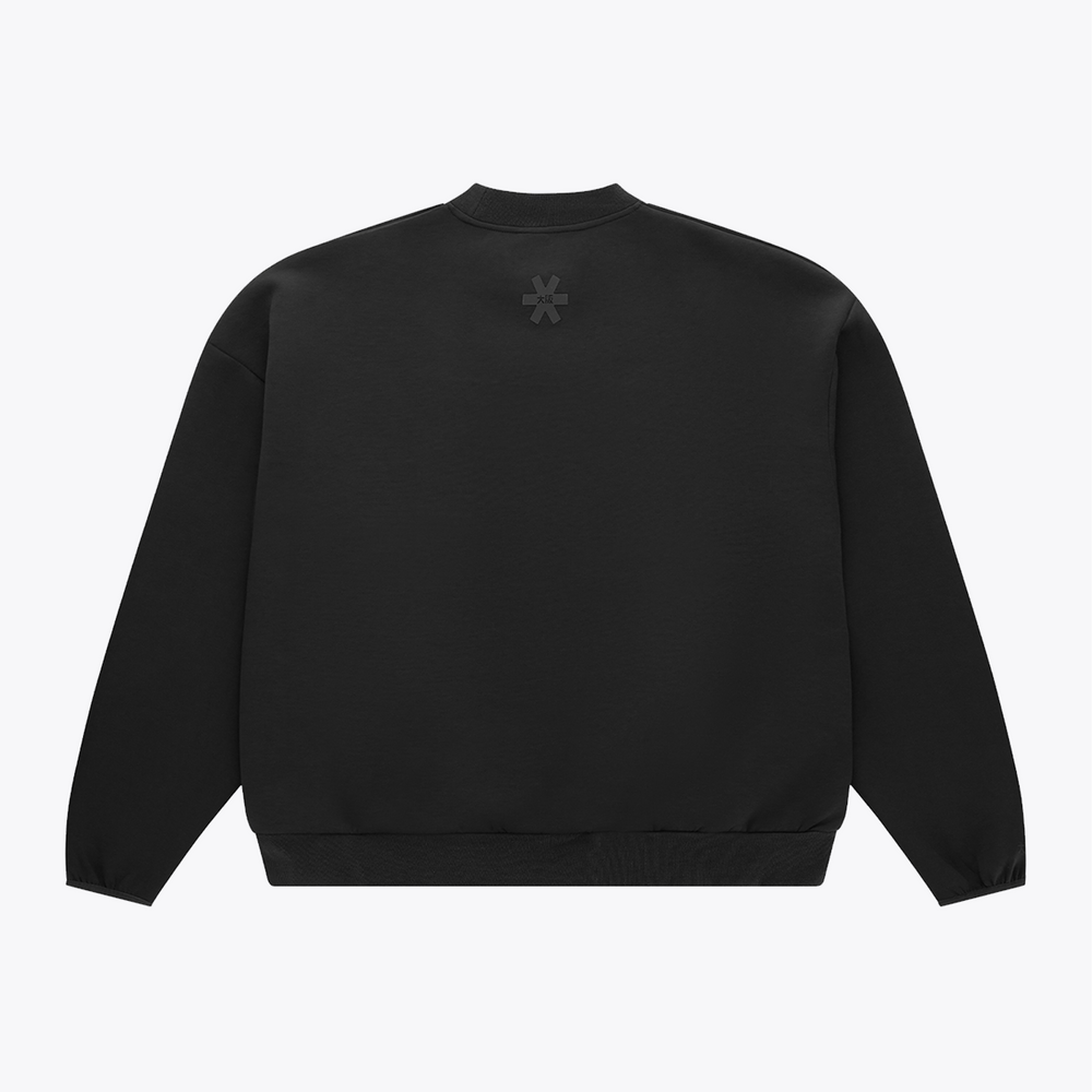 Black unisex crewneck sweater with small chest logo #Black