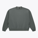 Unisex crewneck sweater in dark grey melange, ribbed cuffs and hem #DarkGreyMelange